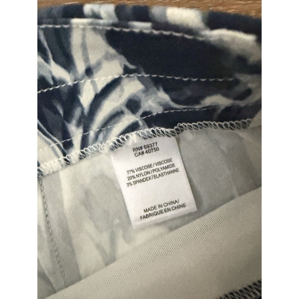 Marla Wynne Flatter Fit Stretch Capri Trousers Indigo/Cloud Pattern Size 14 NWOT - Picture 3 of 4